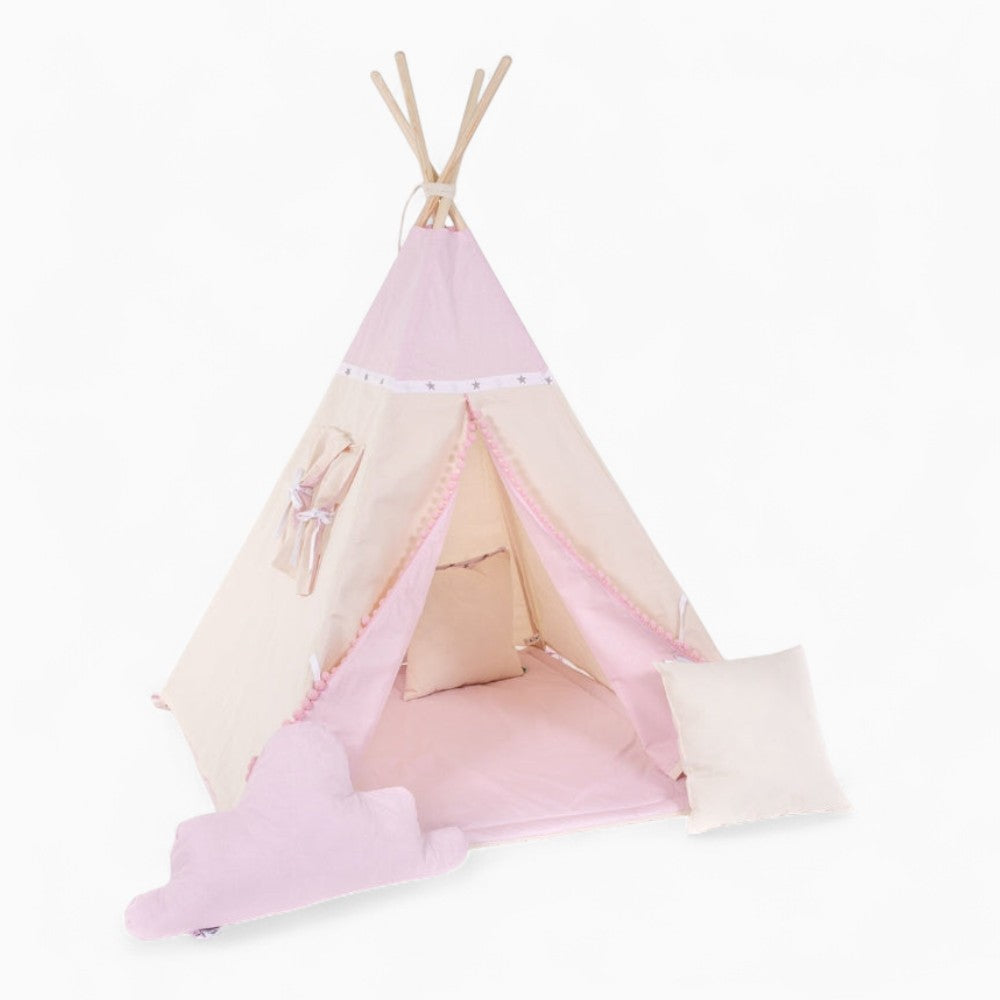 Tipi Fille Rose Avec Tapis Et Coussin