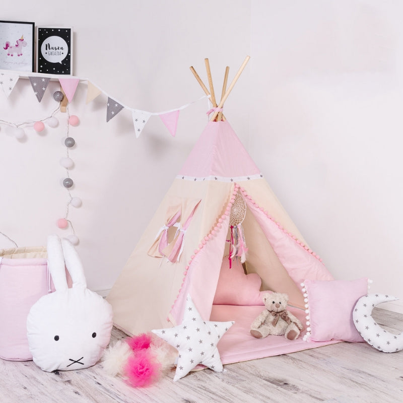 Tipi Fille Rose Avec Tapis Et Coussin