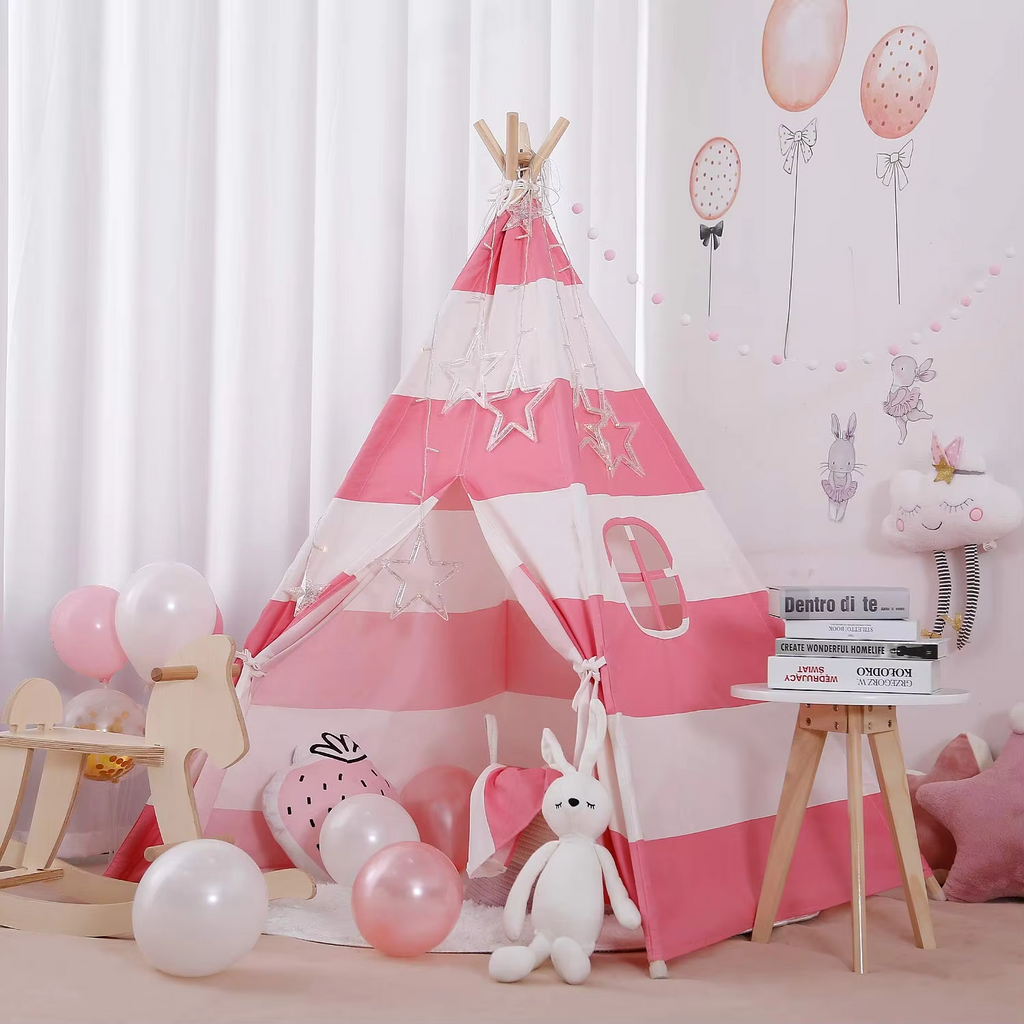 Tipi Fille Rose Et Blanc