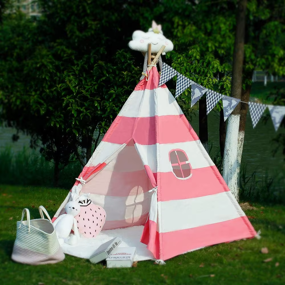 Tipi Fille Rose Et Blanc