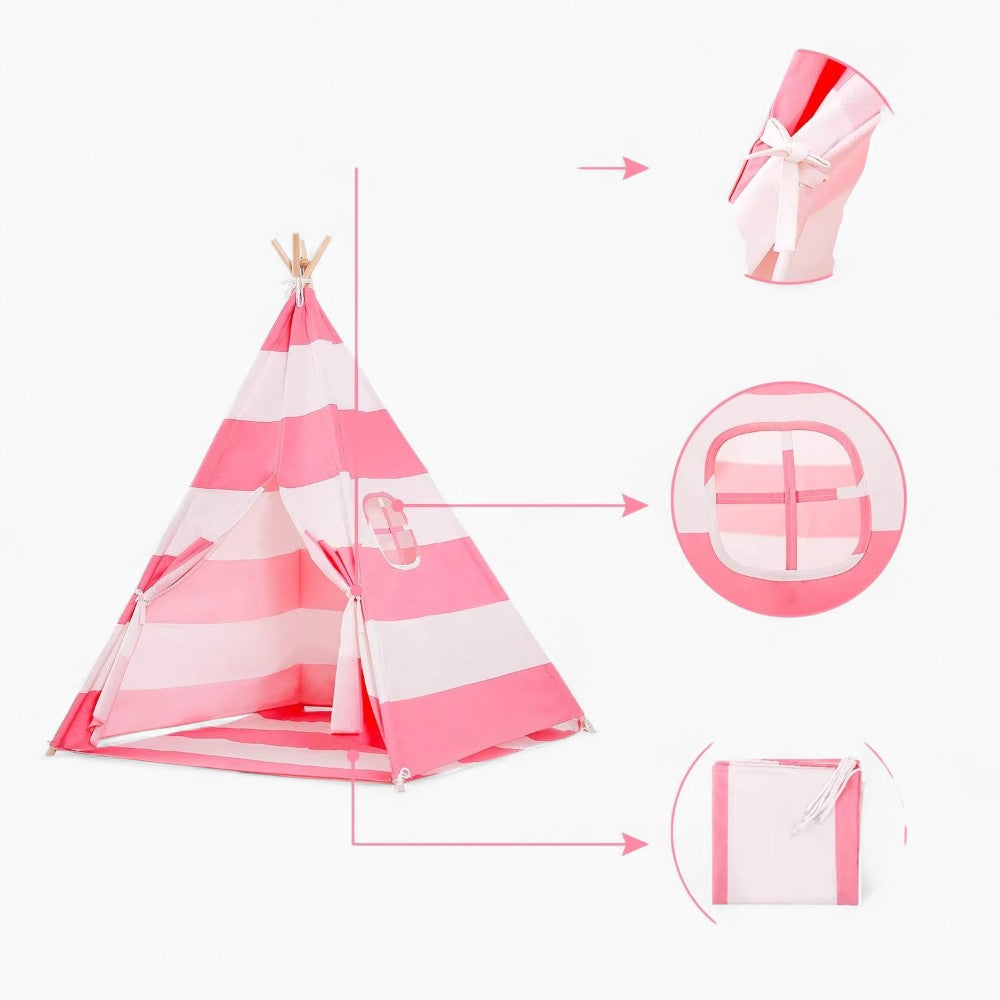 Tipi Fille Rose Et Blanc