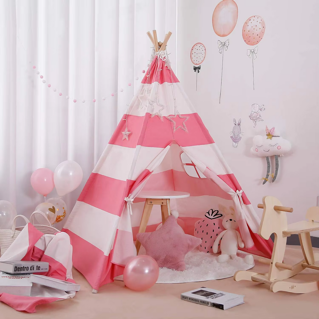 Tipi Fille Rose Et Blanc