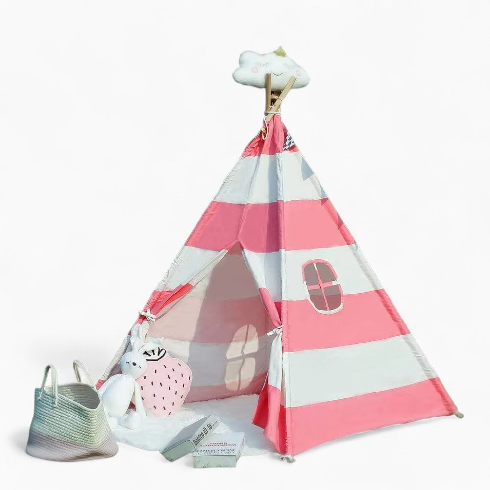 Tipi Fille Rose Et Blanc