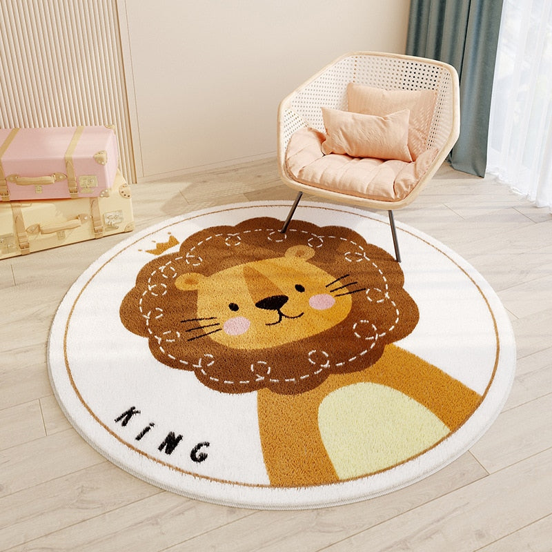 Tapis Rond Chambre Bébé Garçon Lion