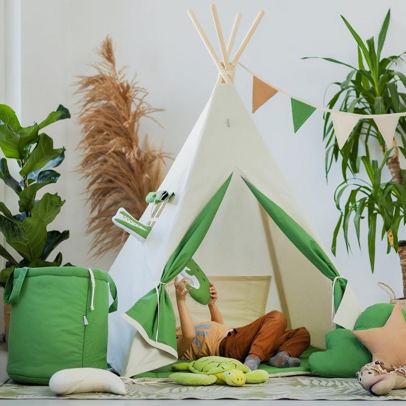 Tipi Enfant Bicolore Blanc Et Vert
