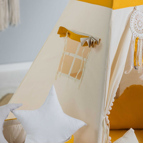 Tipi Lit Enfant Jaune Et Blanc