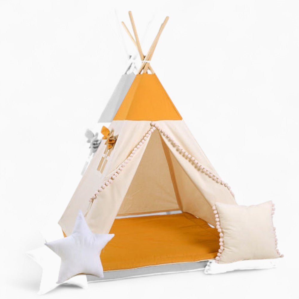 Tipi Lit Enfant Jaune Et Blanc