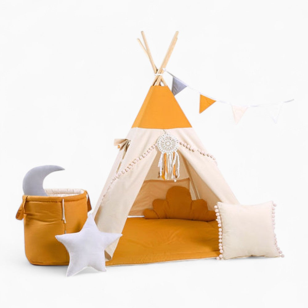 Tipi Lit Enfant Jaune Et Blanc
