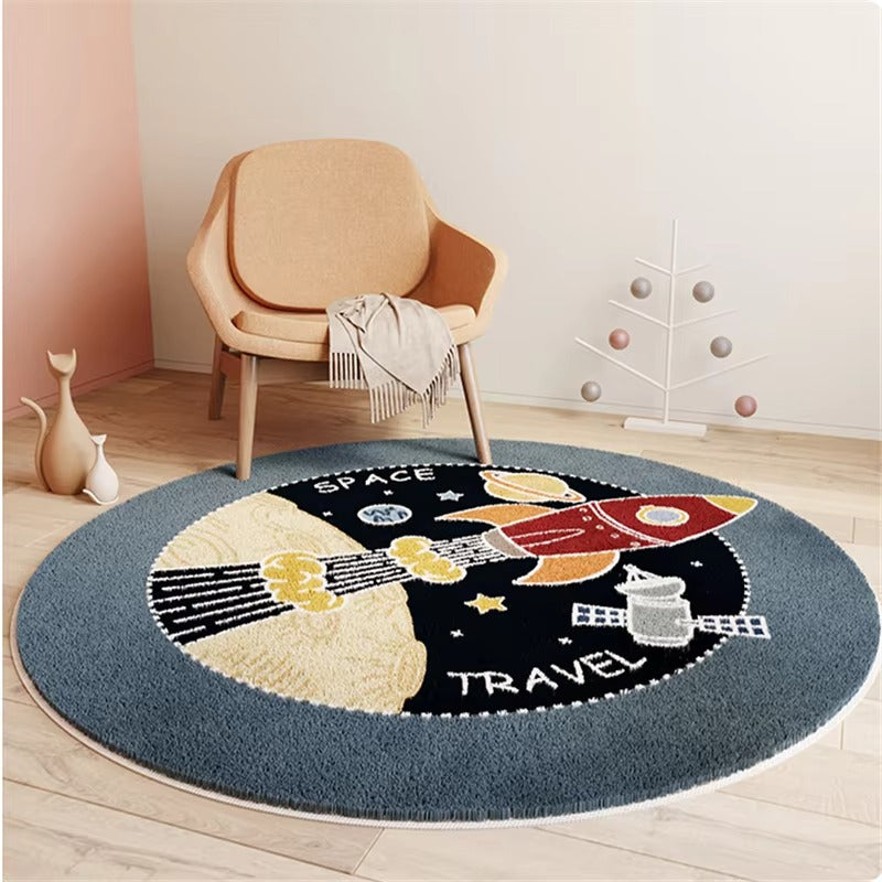 Tapis Rond Fusée sur la Lune